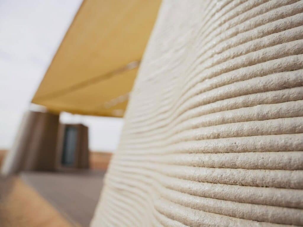 Overview of Desert Ark project in the heart of Mongolia desert, showing modular circular units and central space.