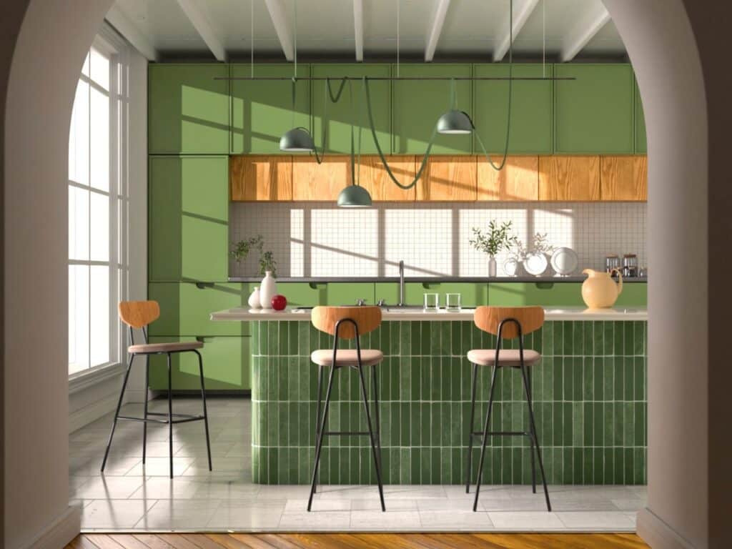 Fixed ceiling lighting in a traditional living room