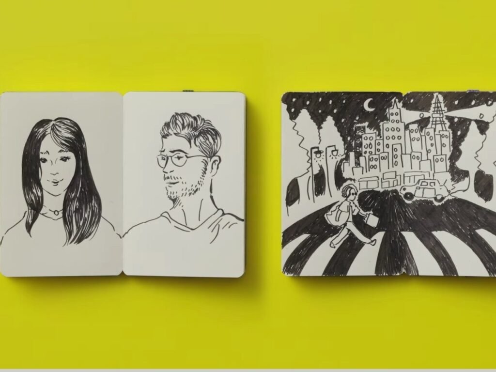 Folded notebook with business card holder in compact size for easy carrying