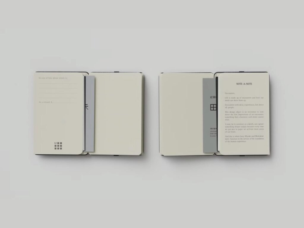 Folded notebook with business card holder in compact size for easy carrying