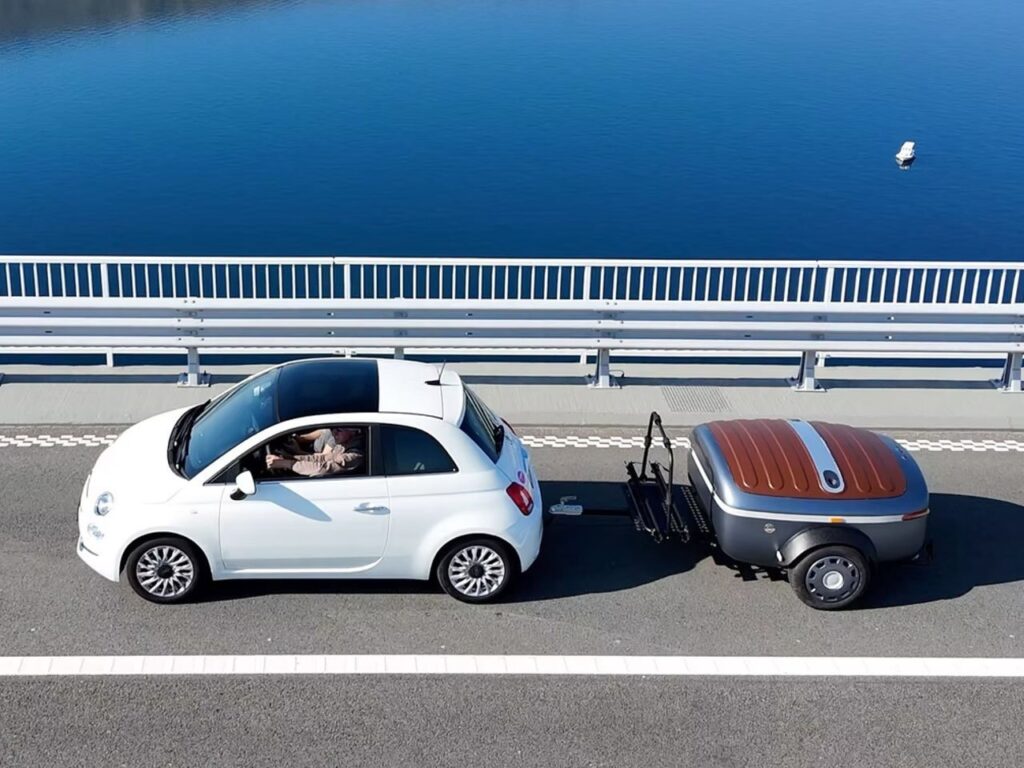 Booba compact trailer in nature during camping