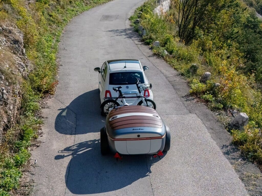 Booba compact trailer in nature during camping