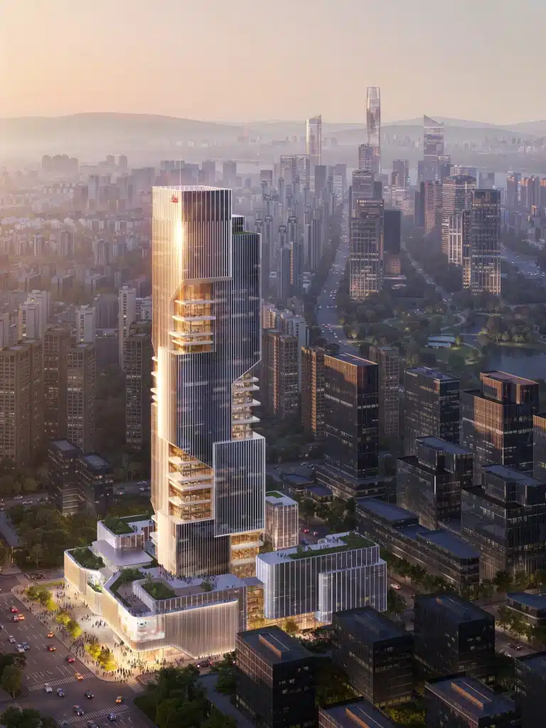 JD Beacon Tower Integrates Public Realm and Vertical Workspaces in Nanjing