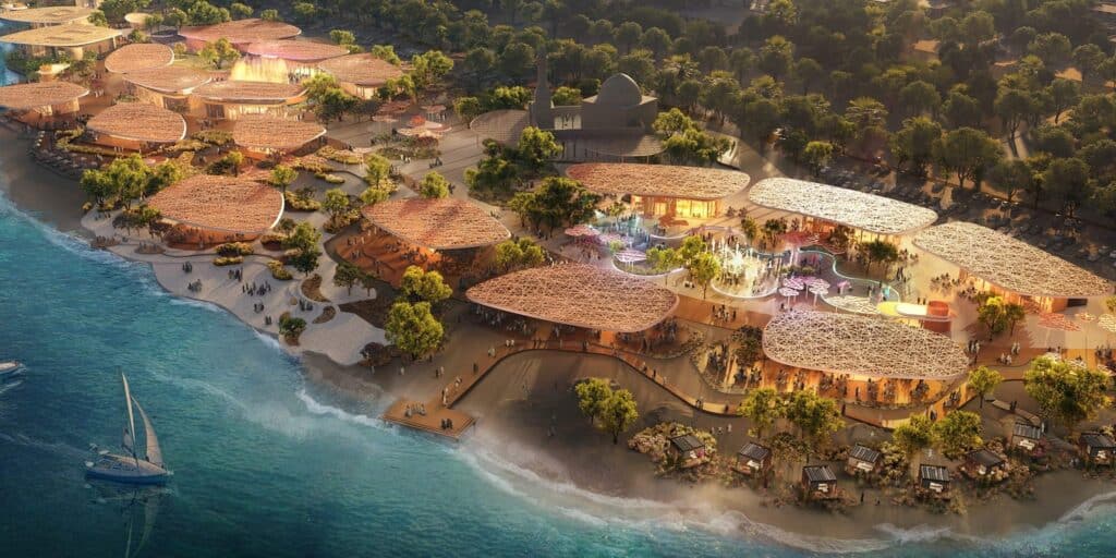 Sea-facing terraces harmonize with gardens and open pathways