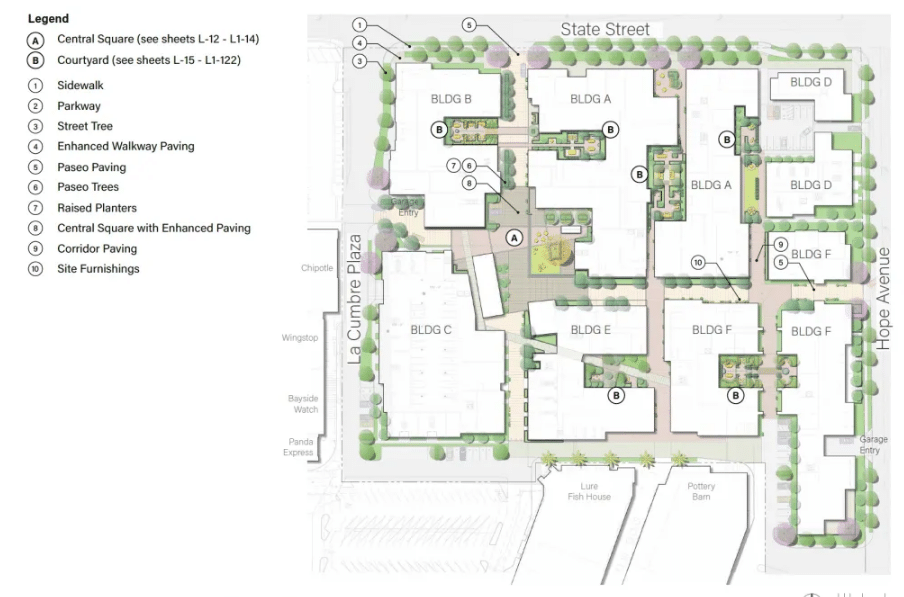 Overall site plan of the residential project showing the distribution of buildings, courtyards, and open pathways.