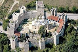 Panoramic view of a Hanging Monastery on a cliff in eastern Serbia