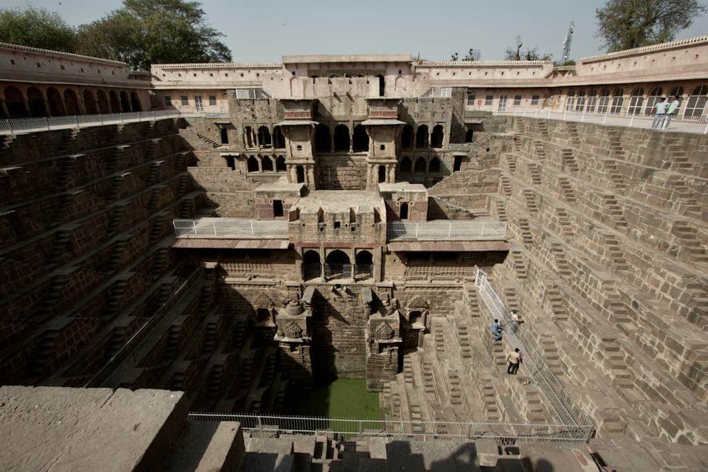 Explore the ancient architecture of Chand Baori, a historic stepwell in Rajasthan, India.