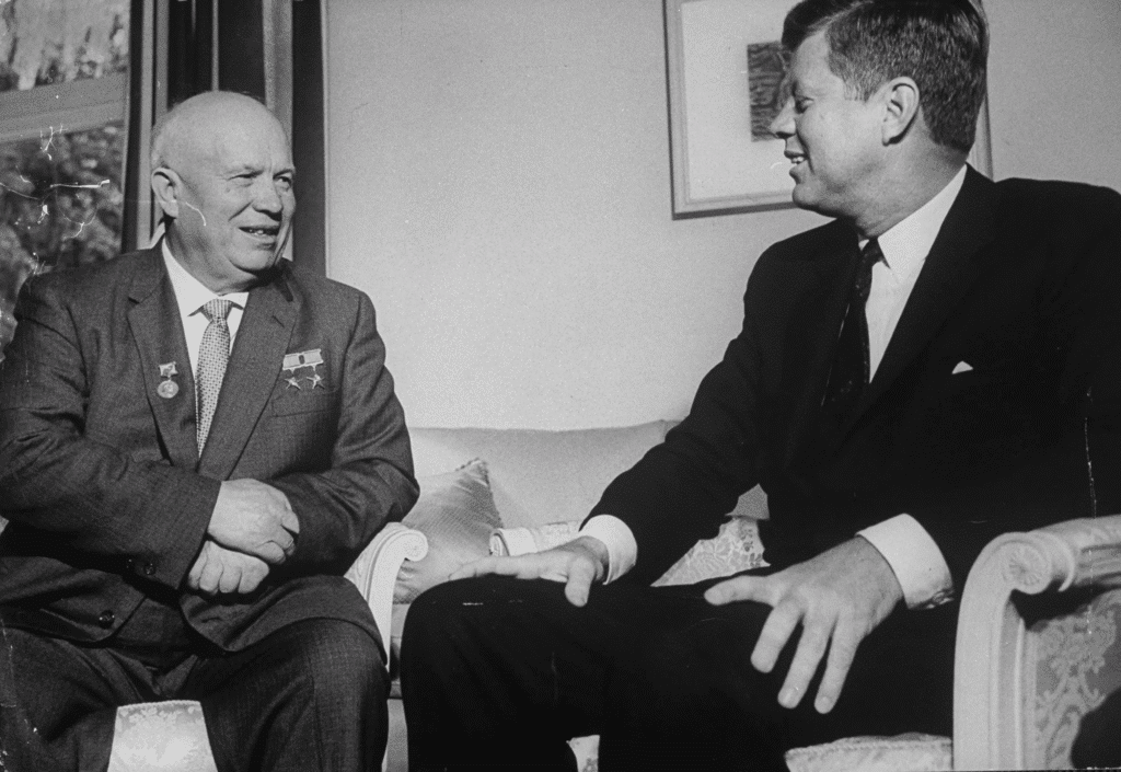 In dealing with Nikita Khrushchev, President Kennedy understood that words matter.PHOTOGRAPH BY PAUL SCHUTZER / THE LIFE PICTURE COLLECTION / GETTY