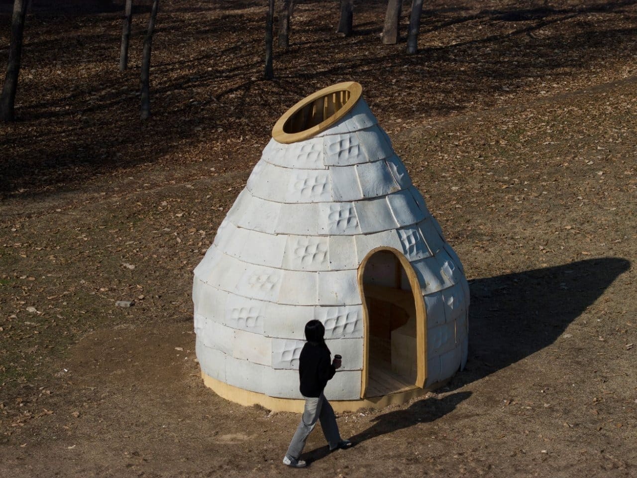 Mycelial Hut exterior view in Seoul National University campus