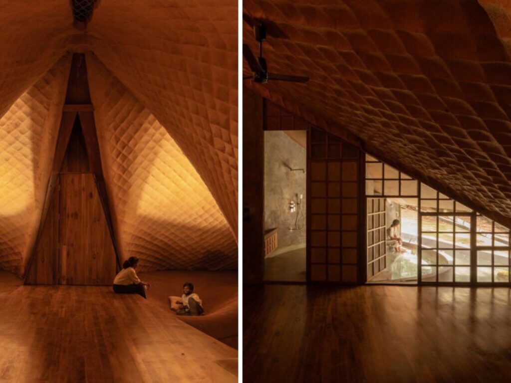 Overview of The Bridge House surrounded by dense forest in Karjat, India