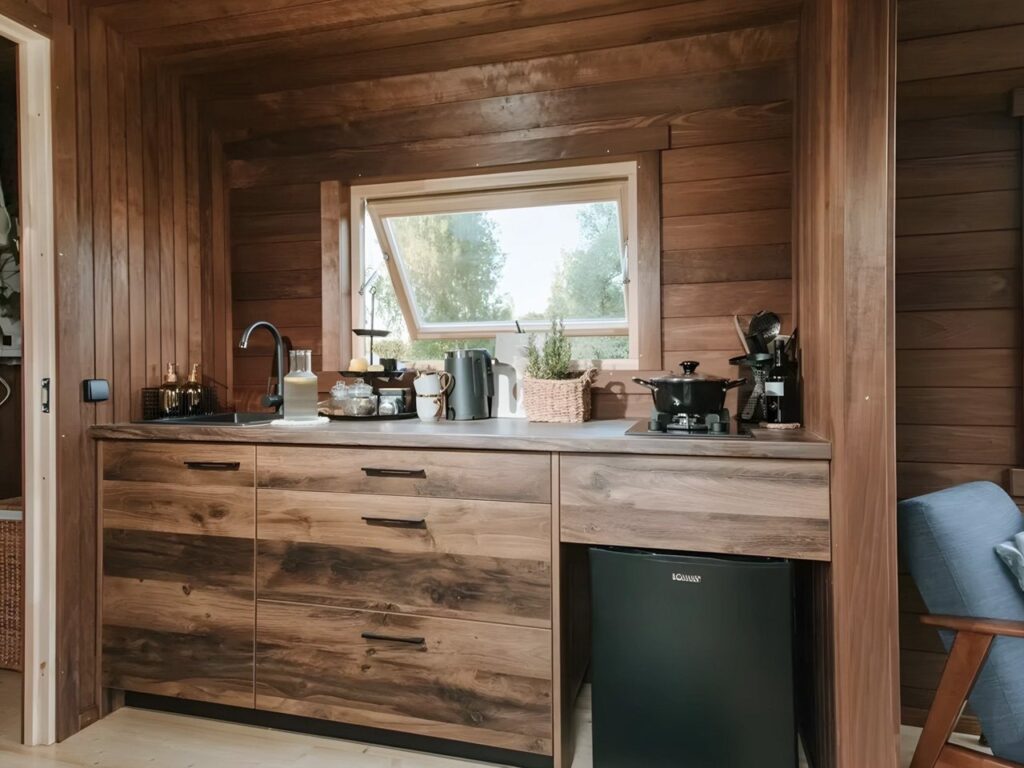 Comprehensive view of Nature Pod, the compact Swedish small home designed for functional living, efficient space use, natural light, flexible installation, and optional off-grid energy.