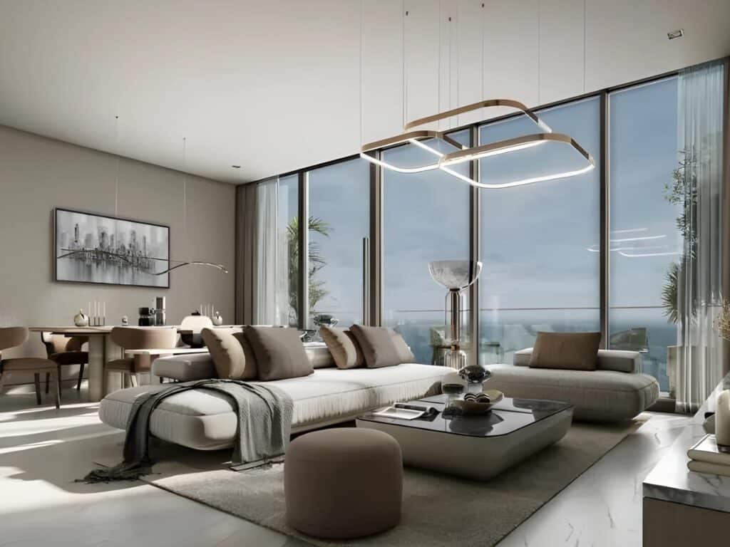 Sobha SkyParks tower in Dubai at 450 meters showing its modern architectural design