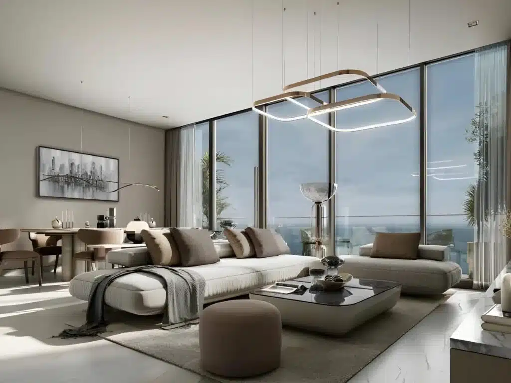 Sobha SkyParks tower in Dubai at 450 meters showing its modern architectural design