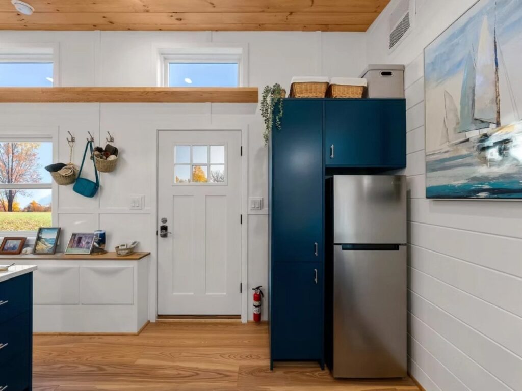 Interior design of the Bitchcomber house showing open layout and efficient use of small spaces