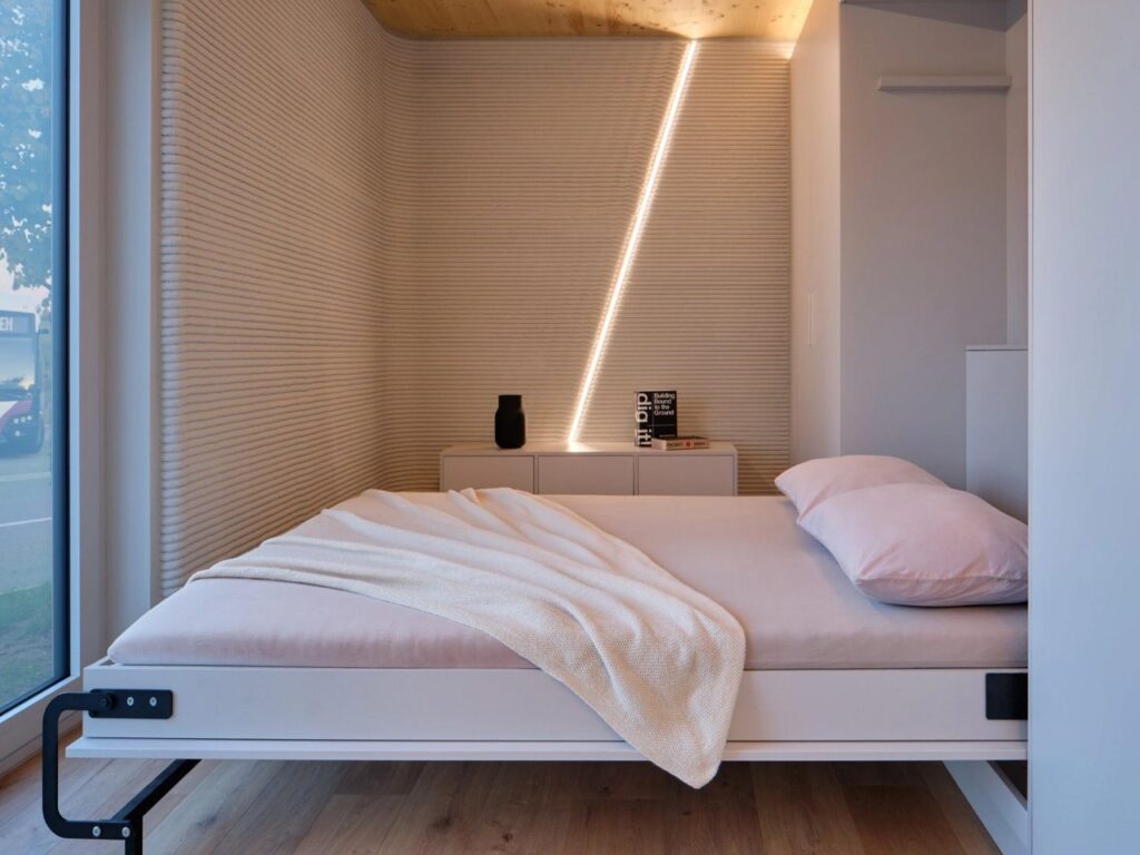 Tiny House Lux in Niederanven, Luxembourg, 3D-printed concrete residential building with sustainable design, compact urban layout, and energy-efficient features.