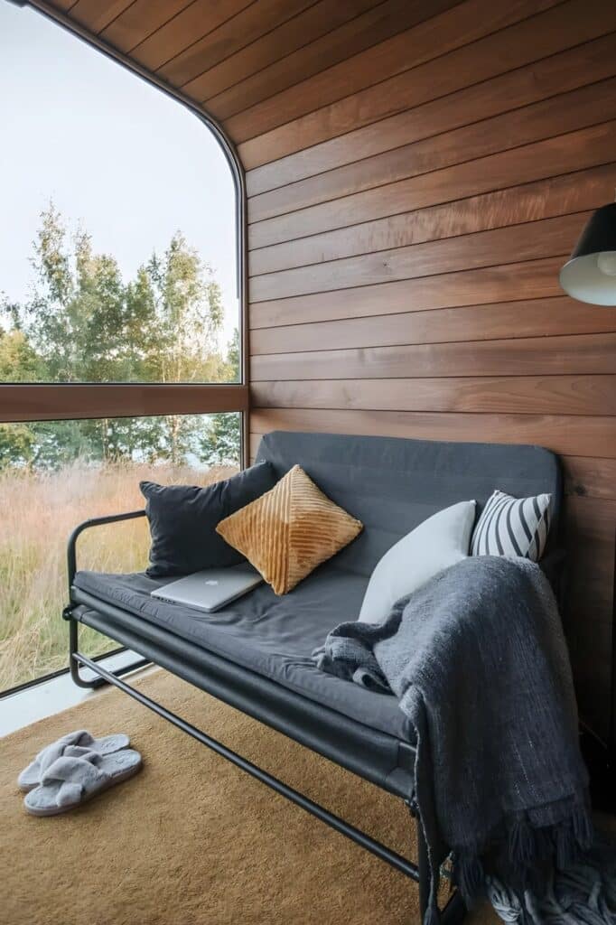 Comprehensive view of Nature Pod, the compact Swedish small home designed for functional living, efficient space use, natural light, flexible installation, and optional off-grid energy.