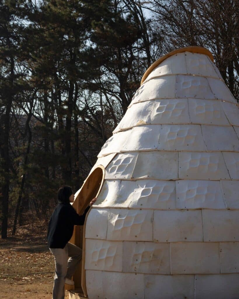 Mycelial Hut exterior view in Seoul National University campus