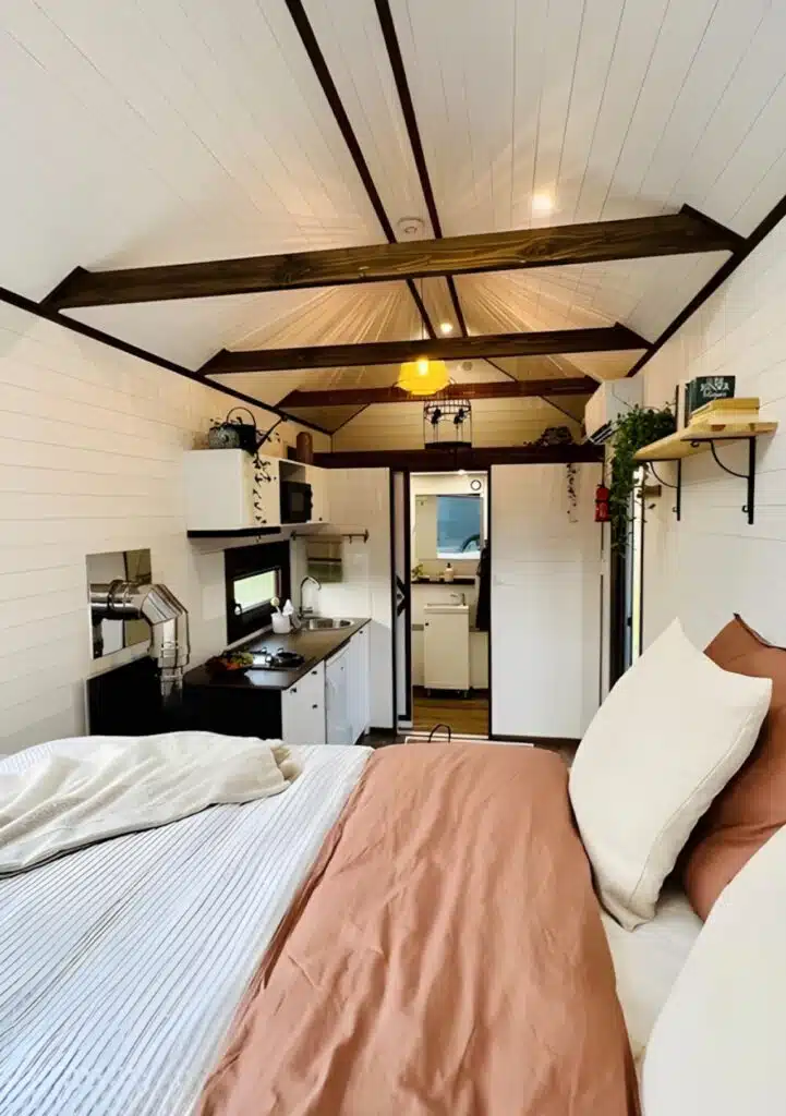 The Sofia tiny house featuring eco-friendly materials, smart space design, and modern minimalist architecture.