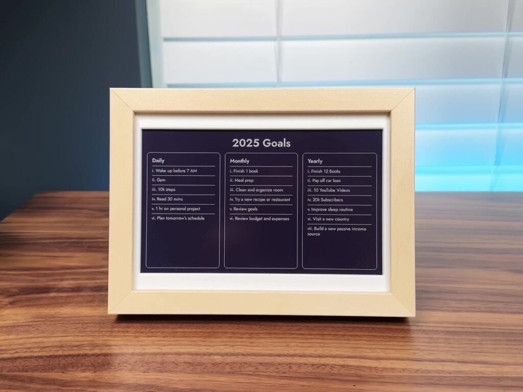 E-Ink display showing daily tasks and schedule