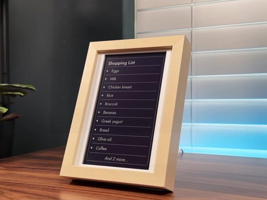 E-Ink display showing daily tasks and schedule