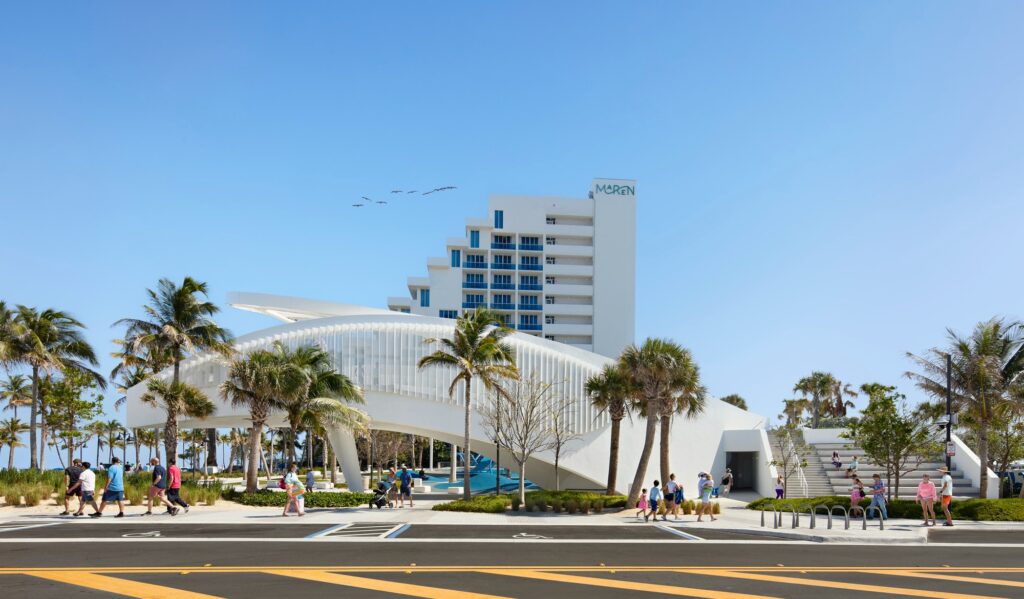 DC Alexander Park in Fort Lauderdale integrates coastal resilience, elevated dunes, hammock forest, and sustainable urban infrastructure to manage floods, enhance public green space, and create interactive recreational areas.