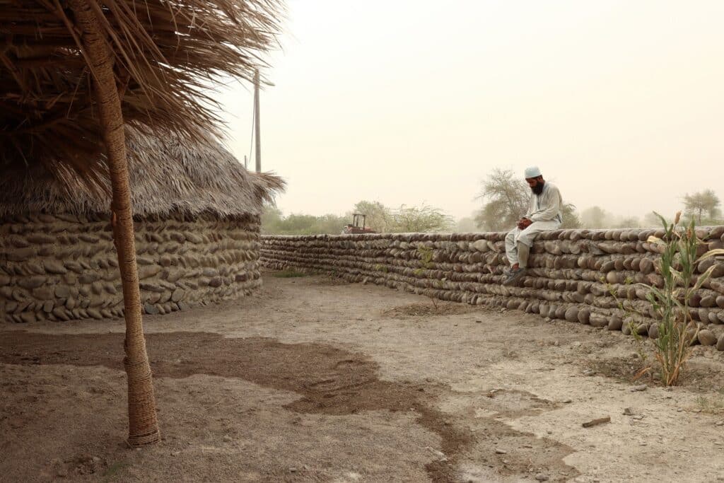 Front view of Nadaraj Guesthouse with open courtyard and multi-layered roof