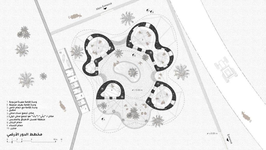 Front view of Nadaraj Guesthouse with open courtyard and multi-layered roof