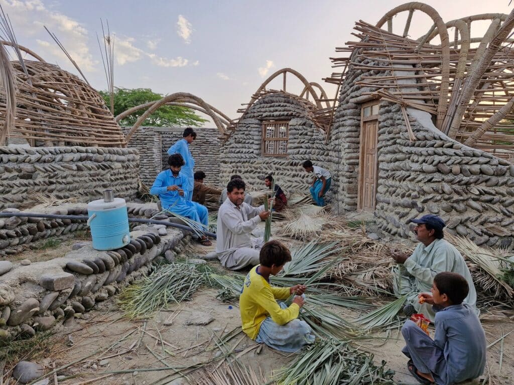 Front view of Nadaraj Guesthouse with open courtyard and multi-layered roof