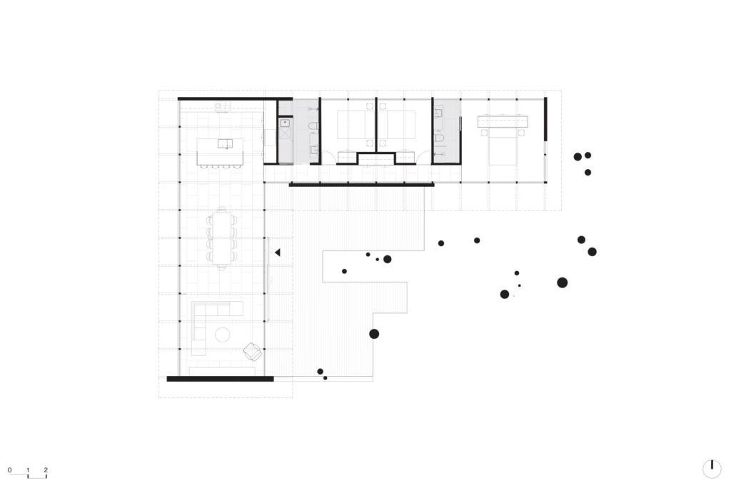 Front view of the Anglesea house showing mid-century architectural elements with restored facade and balanced proportions.