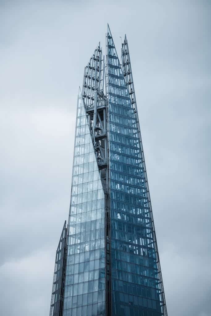 Striking view of The Shard in London, showcasing modern architecture and urban elegance.