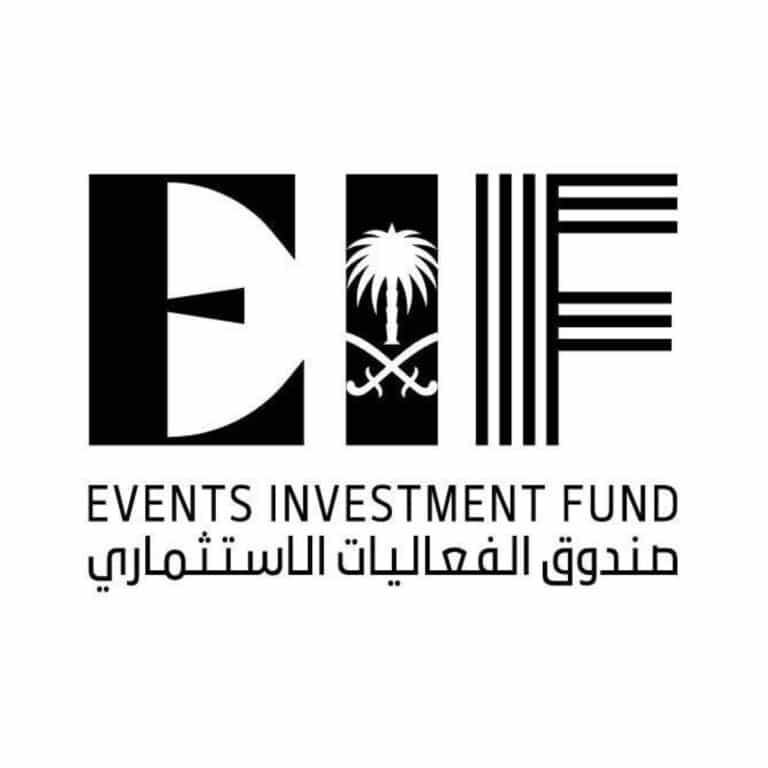Events Investment Fund logo featuring bold typography with Saudi national emblem, representing architecture and event infrastructure development in Riyadh and Jeddah.