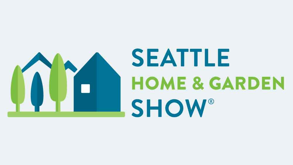 Promotional graphic for Seattle Home & Garden Show 2026 featuring stylized text and garden imagery representing home improvement, landscaping, and outdoor living exhibits.