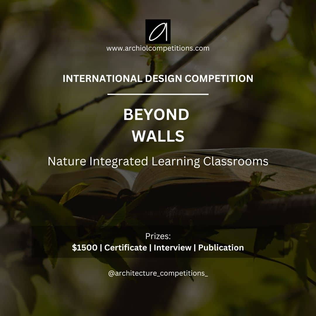 Nature integrated learning classroom concept for the BEYOND WALLS 2026 competition, showing an open timber structure blending seamlessly with a lush natural environment.