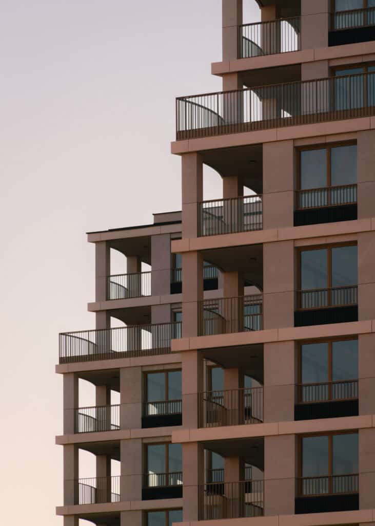 Exterior view of the Nowy Port Bydgoszcz architectural project showing modern building fa&ccedil;ades and urban environment.