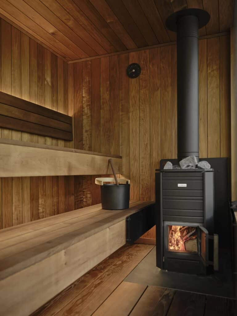 Aquila mobile sauna project showcasing compact Finnish-inspired design, durable materials, solar-powered lighting, and foldable roof for remote locations