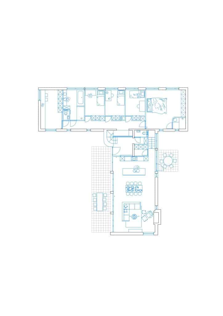 Architectural floor plan of Bungalow Daniel showing the spatial distribution of bedrooms and living areas.