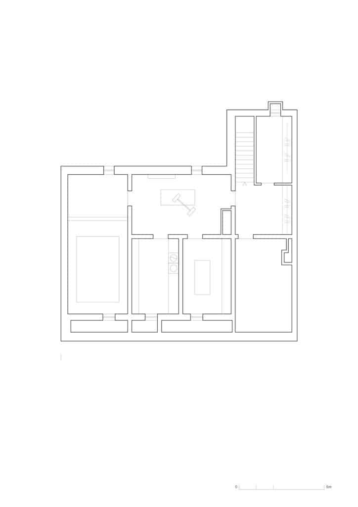 Architectural floor plan drawing of the Otto Church conversion showing the residential layout and spatial organization.