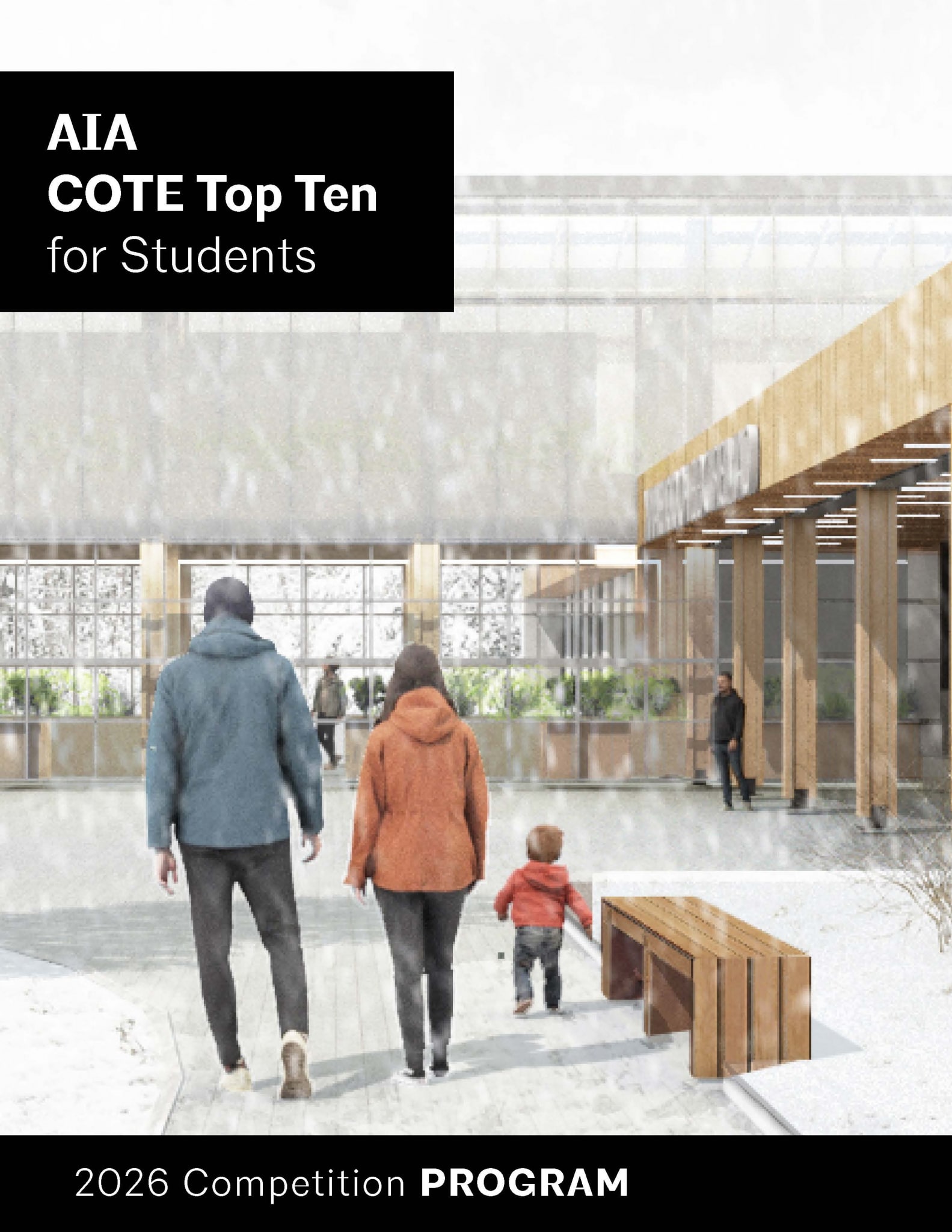 Promotional cover for the ACSA 2026 COTE® Top Ten for Students Competition showing competition title and sustainability design theme.