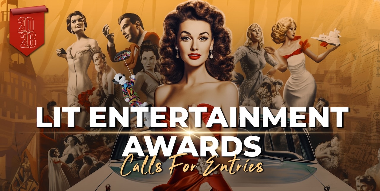 Promotional banner for the LIT Entertainment Awards 2026 showing bold event title text and dynamic visual elements representing entertainment industry recognition.