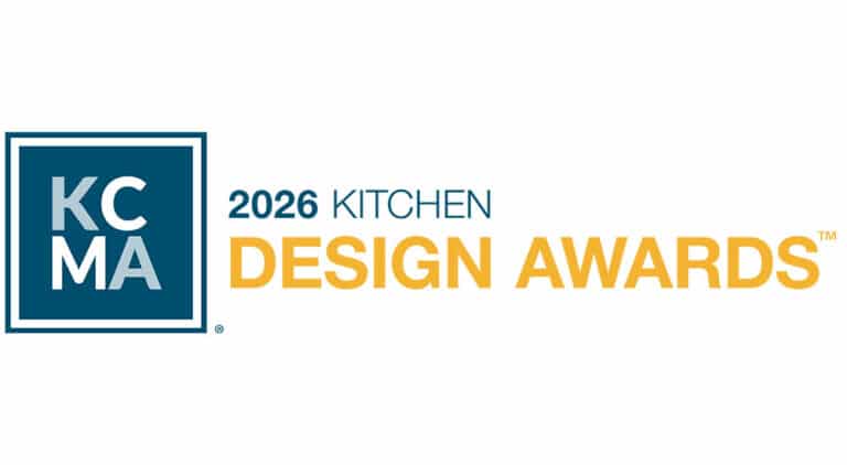 Promotional graphic for the KCMA Design Awards 2026 showing award branding and visual emphasis on contemporary furniture and design objects.