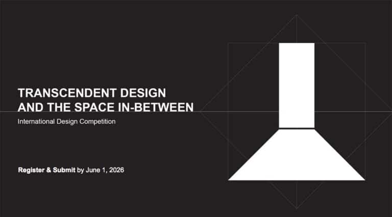 Graphic banner for the Transcendent Design and the Space In-Between International Design Competition 2026 featuring text and visual branding elements representing the concept of transcendent architecture and liminal space.