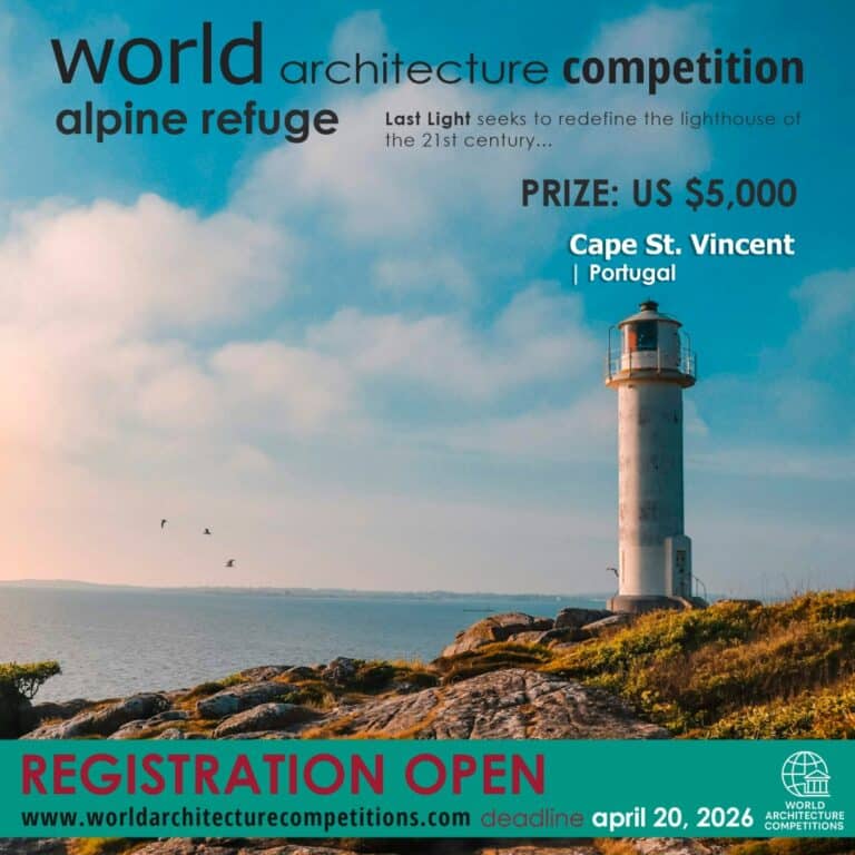 World Architecture Competitions 2026 Last Light poster showing lighthouse theme and event title