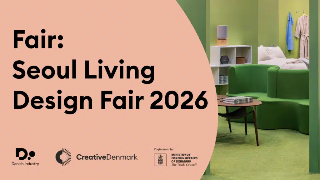 Promotional banner for the Seoul Living Design Fair 2026 showing event title and design exhibition branding for furniture, interiors, and lifestyle design.