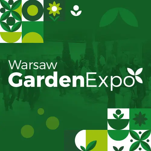 Promotional image for the International Horticultural Fair 2026 Warsaw Garden showing vibrant garden plants and event branding.