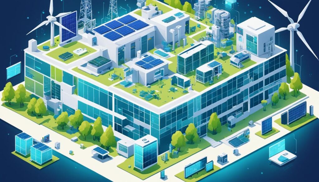 A realistic architectural visualization of a sustainable mixed-use building featuring vertical gardens and timber construction, set within a bustling urban environment to demonstrate the human-led design required for valid ground truth.