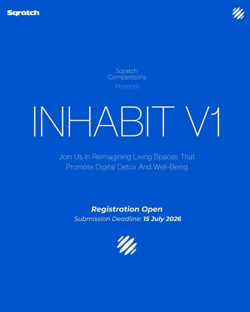 INHABIT Edition 1 &ndash; Digital Detox Township 2050 conceptual promotional image showing abstract urban landscape design