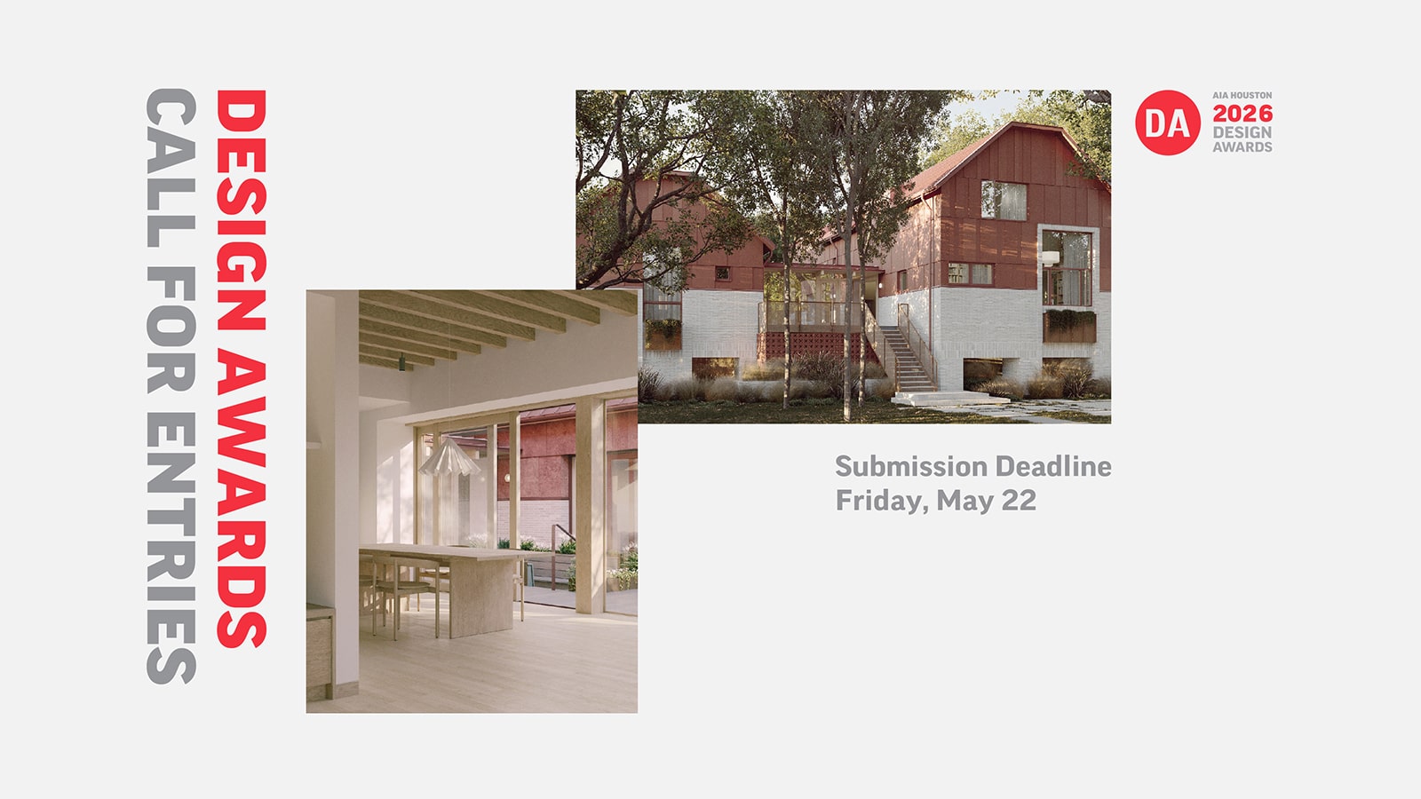 Promotional banner for the AIA Houston Design Awards 2026 highlighting the annual architecture awards program organized by AIA Houston.