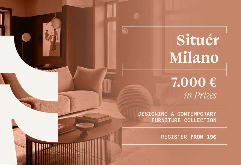 Situér Milano Competition 2026 promotional banner highlighting the design competition and Milan context