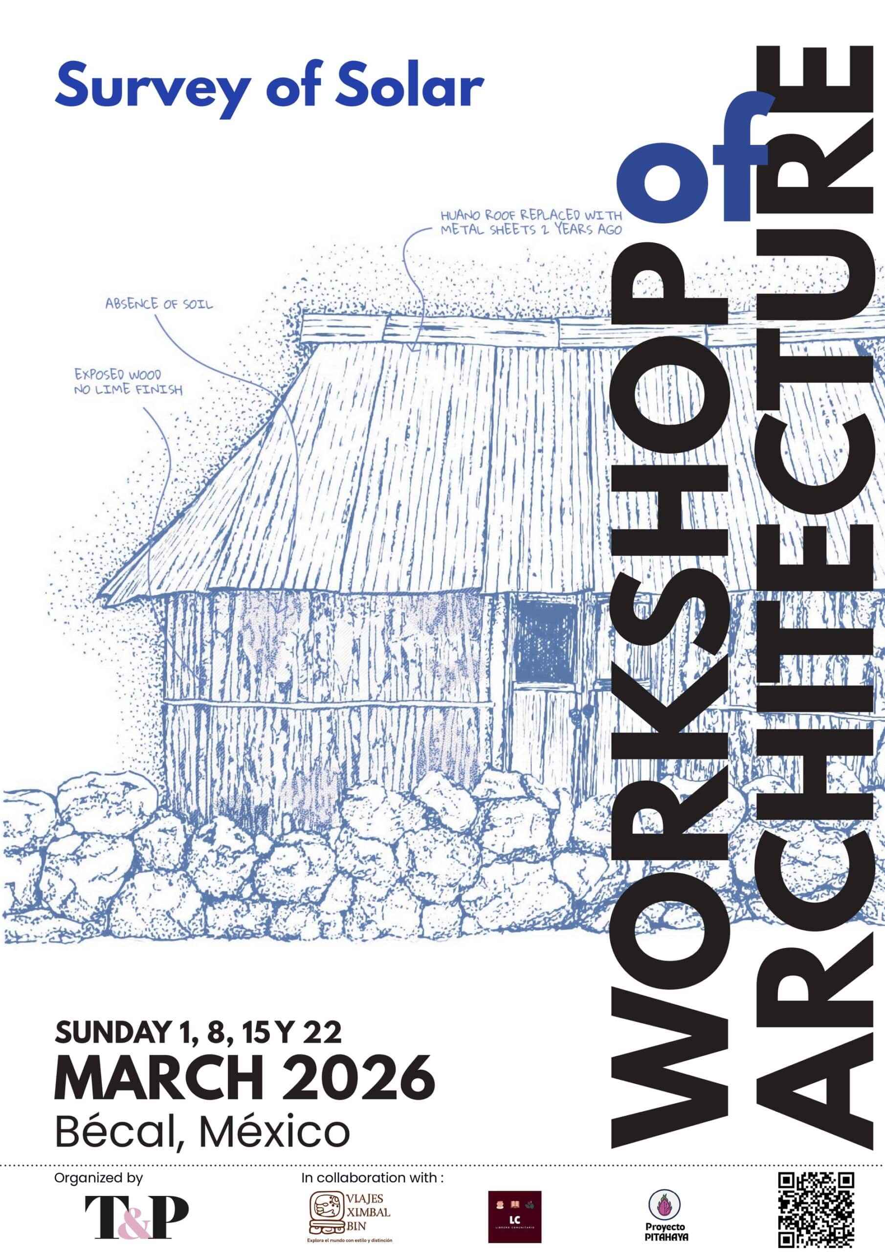 Workshop Survey of Maya’s Solar 2026 promotional poster showing the architectural heritage survey theme and event title