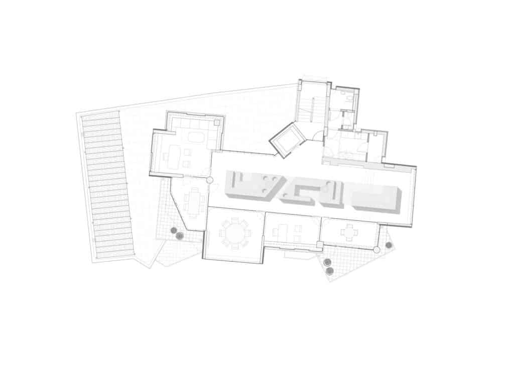 Detailed architectural floor plan showing the internal layout, space distribution, and furniture arrangement of the Art1 office.